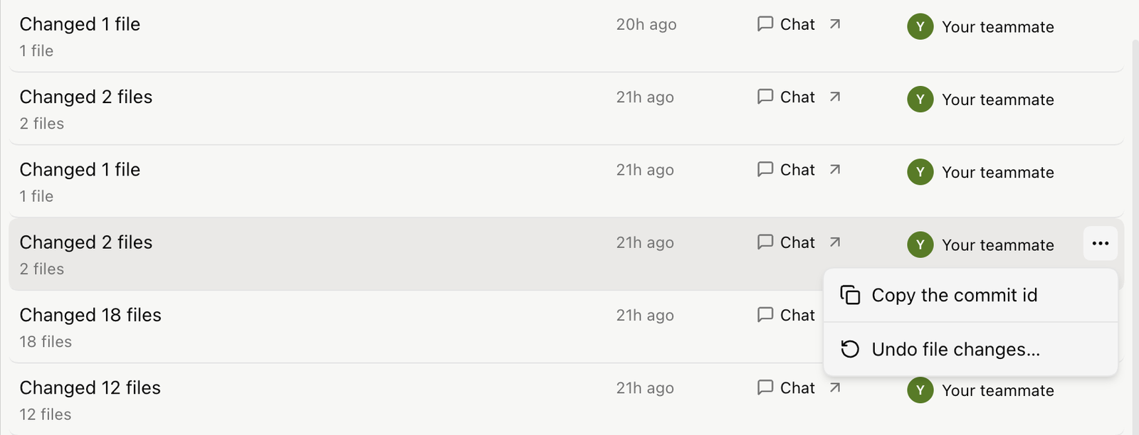 A change in Site changes with its menu open on Undo file changes